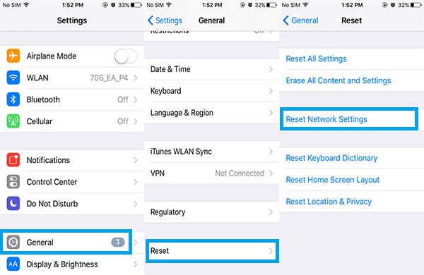 Reset Network Settings to Fix iphone Not Sending Pictures
