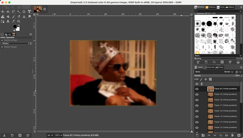 Edit Cut GIF in GIMP