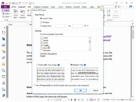 how to change a foxit reader pdf file to word in office