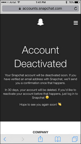 deactivate snapchat account