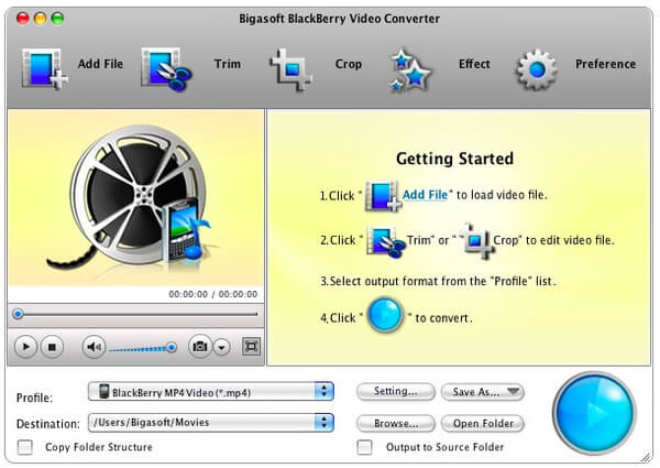 Bigasoft BlackBerry Video Converter for Mac