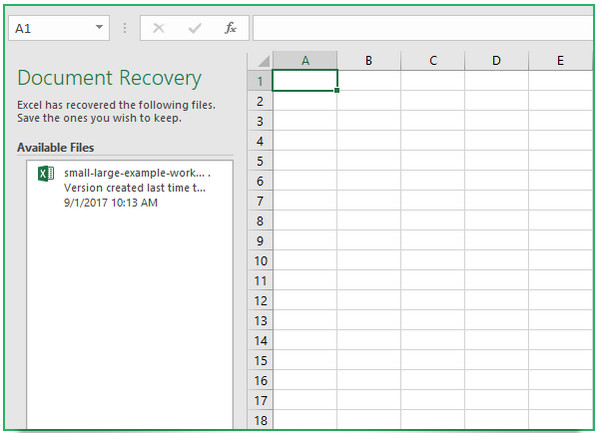 恢复未保存的Excel文件