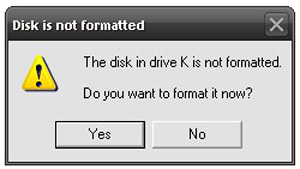 you need to format the disk in drive raw