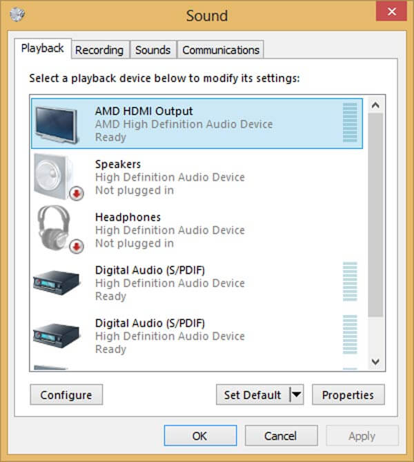 Sådan ordnes lyd, der afspilles HDMI
