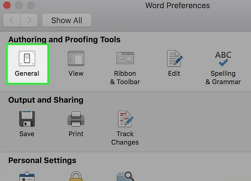 Word Preferences Setting in Mac