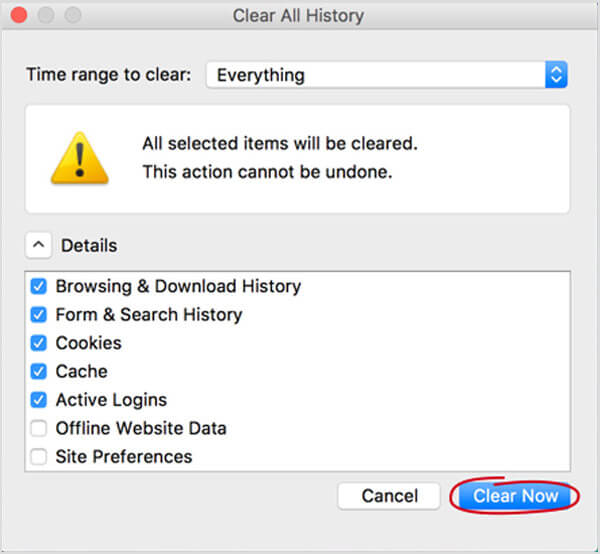 clear cache in firefox for mac