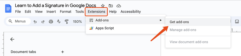 Google Docs Get Add Ons