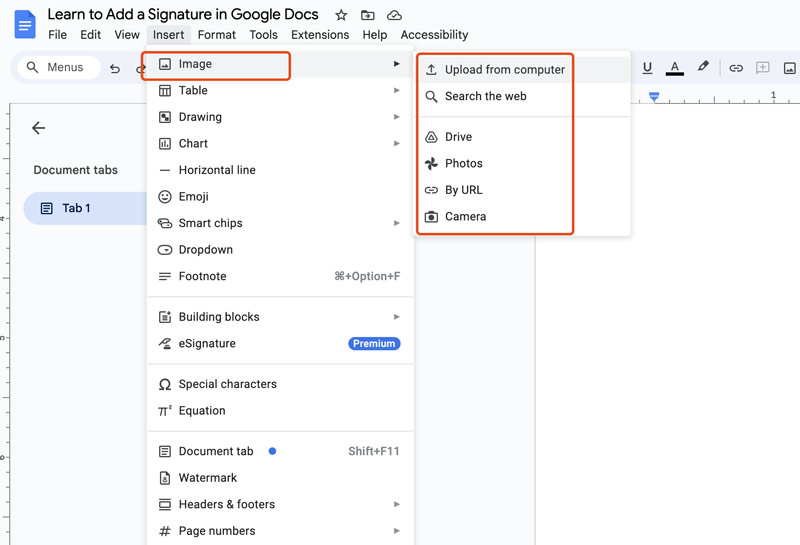 Insert A Signature Image In Google Docs