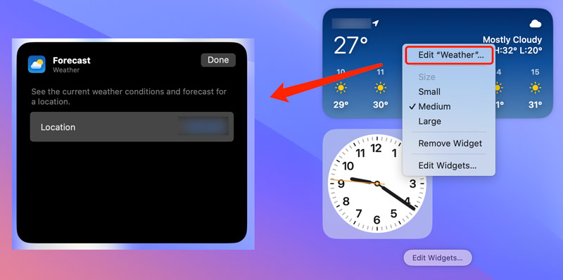 Edit Weather Widget on Mac