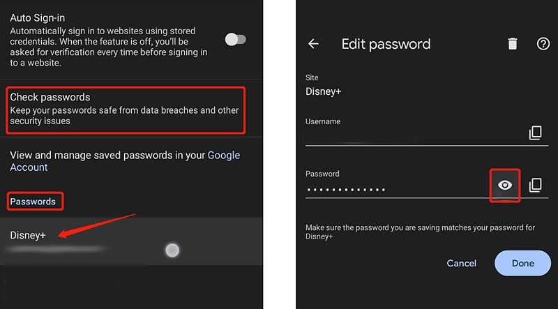 View Chrome Passwords Android iPhone