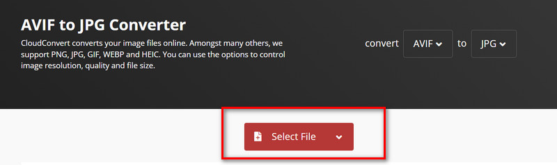 Cloudconvert Select File