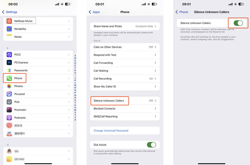 Block Silence Unknown Numbers on iPhone