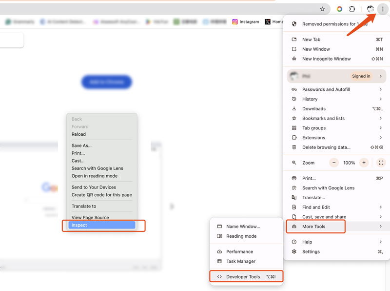 Chrome Browser Developer Tools