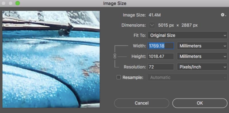 Image Size Window