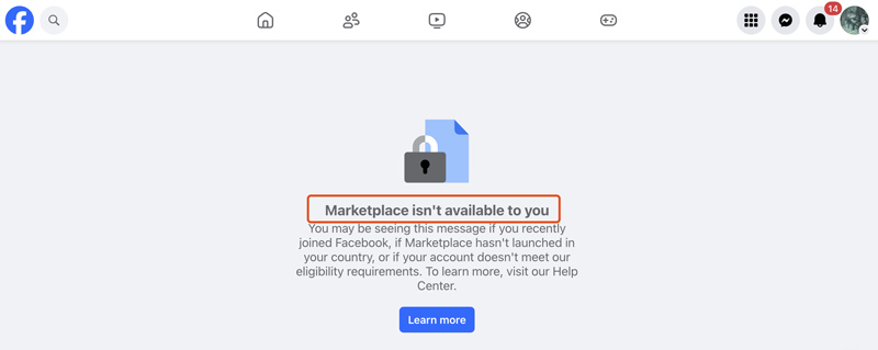 Facebook Marketplace Is Not Available