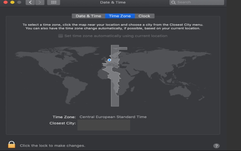 Setting Time Zone Location