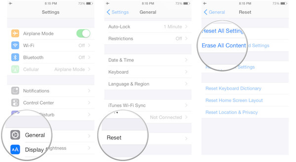 Reset iphone to facroty settings