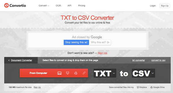 convert csv to txt file