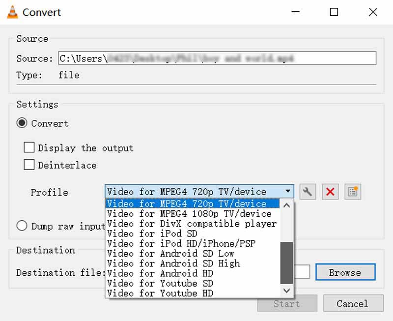 VLC Convert Save Feature Windows