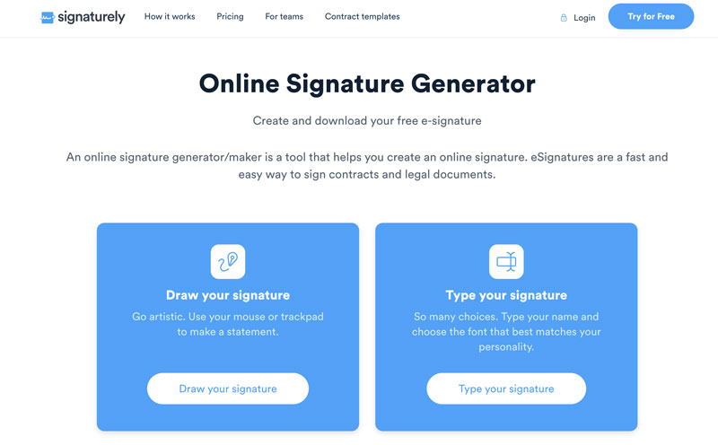 Online Signature Generator Signaturely