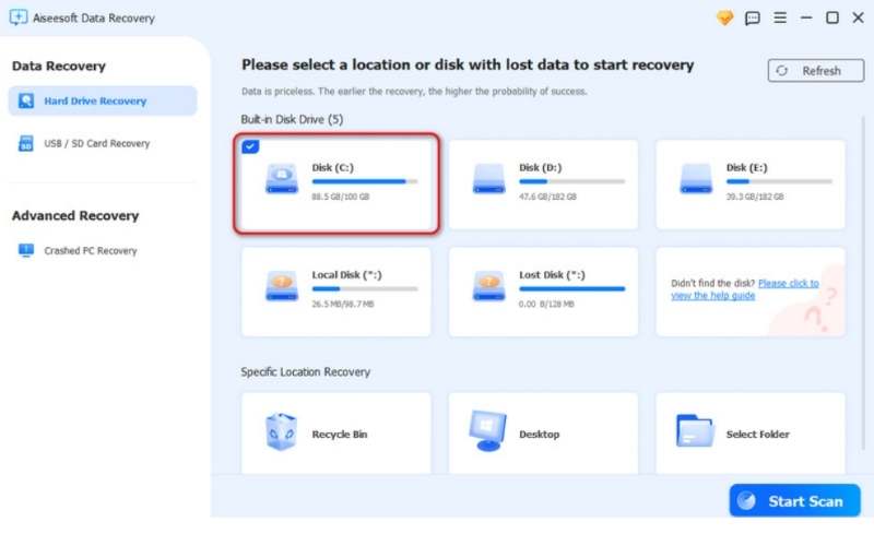 Select Hard Drive Recovery