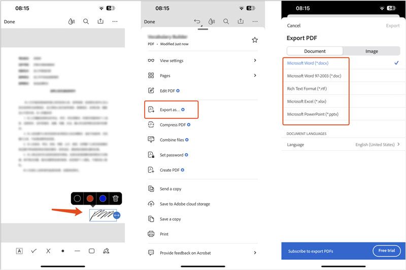 Export Signed Pdf As Word Acrobat App