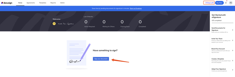 Docusign Esignature Sign Your Document