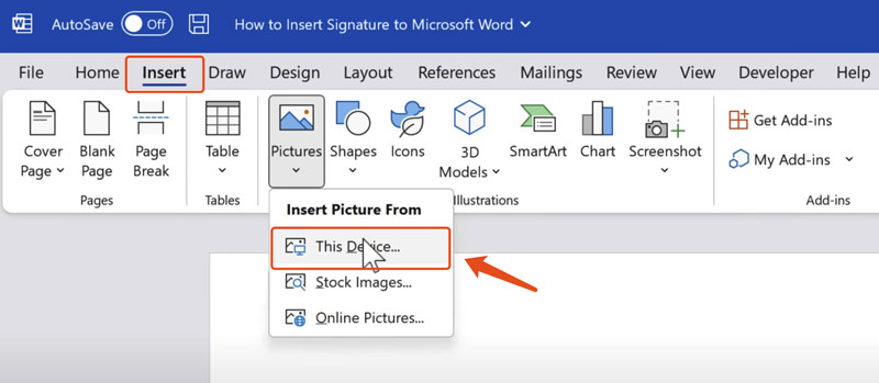 Insert Picture From Device In Word