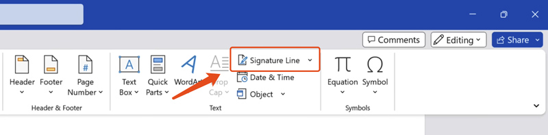 Microsoft Insert Signature Line