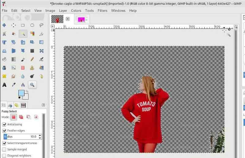 gimp remove background with edge detect