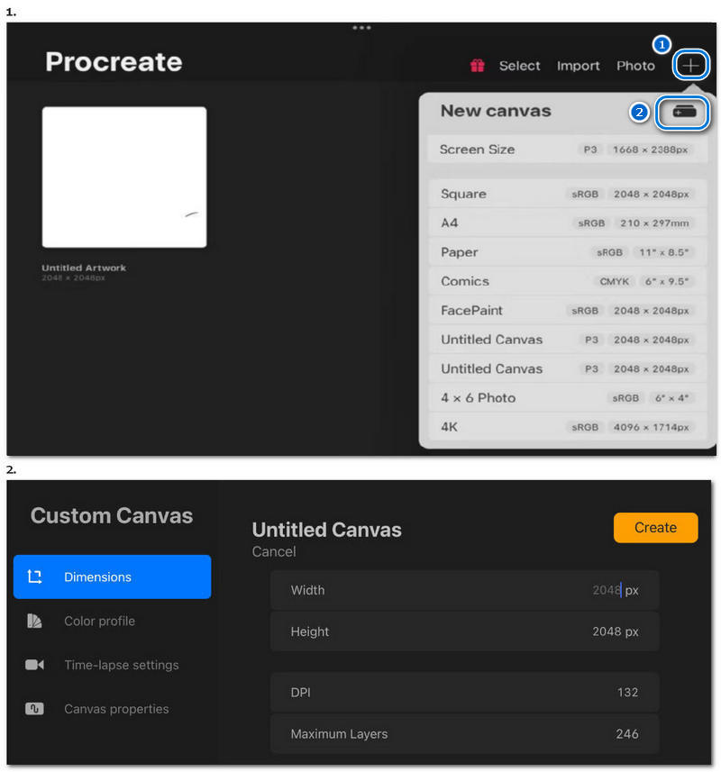 Procreate Create And Customize New Canvas