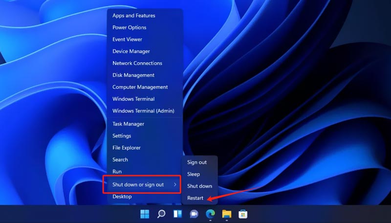 Reboot Windows 11 Computer Power User Menu