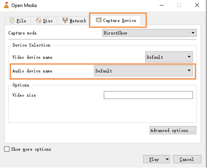 record display and sound vlc media player
