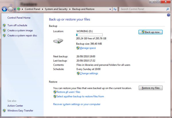 Recover recycle bin with windows backup