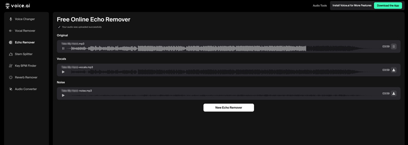 Remove Echo from Audio Online Voice Ai