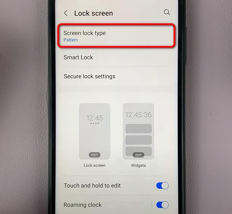 Screen Lock Type Option