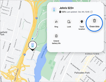 Samsung Find Mobile Erase Data