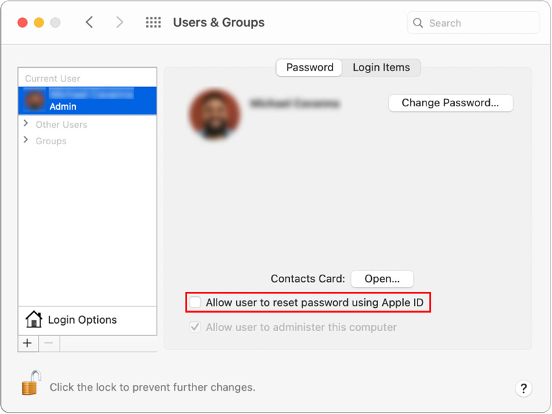 how to reset admin password on mac