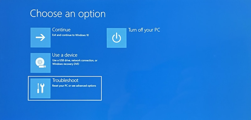 Windows 10 Choose An Option Screen Troubleshoot