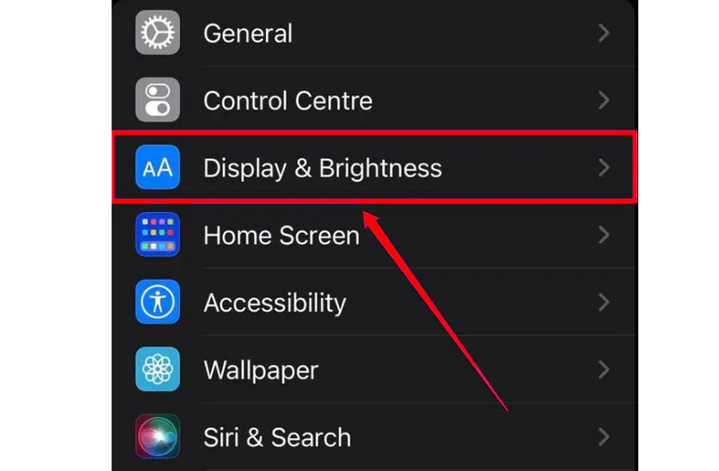 Turn off Screen Timeout iPhone Choose Display And Brightness