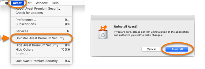 how uninstall avast security for mac