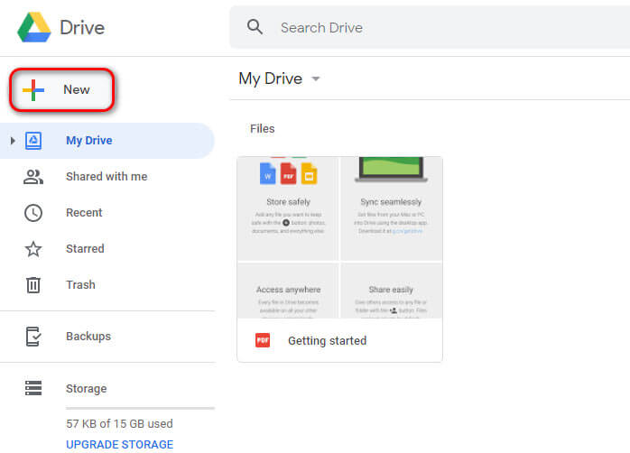 how to upload to google drive from pc