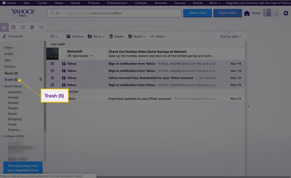 how to get back deleted emails in yahoo
