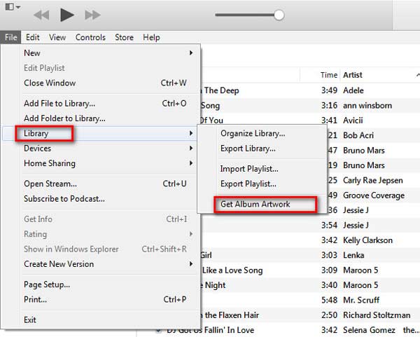 how to add artwork to itunes song