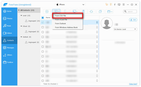 iphone import contacts from csv