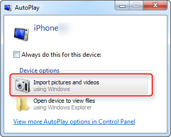 直接在Windows 7上将照片从iPhone导入PC