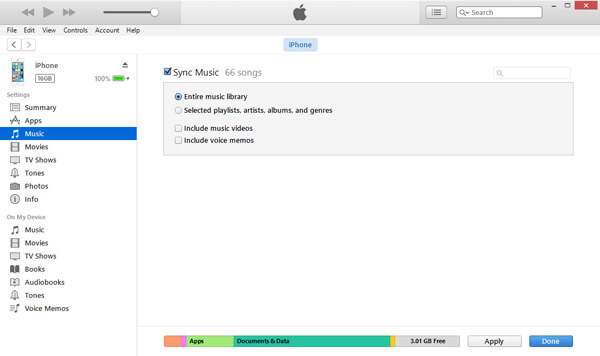 Sync Entire iTunes Music Library to Delete Songs from iPhone