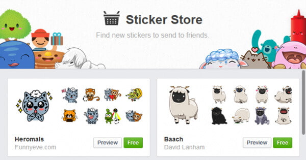 facebook messenger single stickers