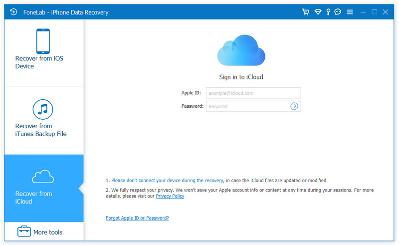 Log in to iCloud