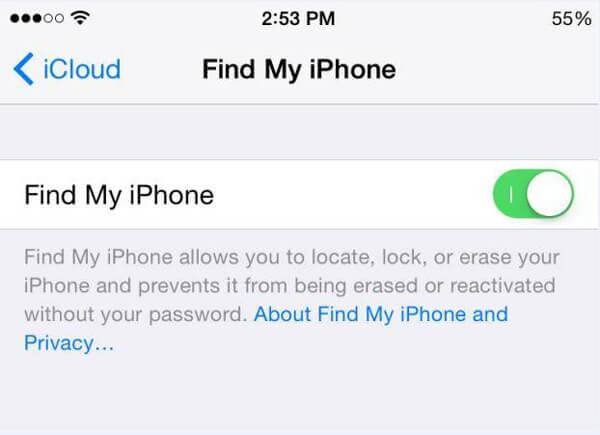find my iphone turn off for icliud